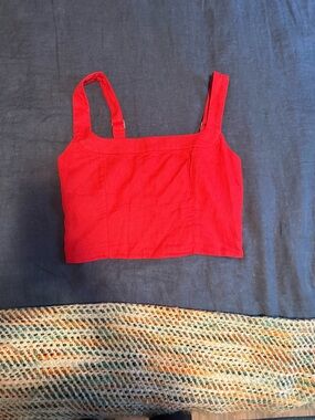 Abercrombie & Fitch Red Square-Neck Crop Top
